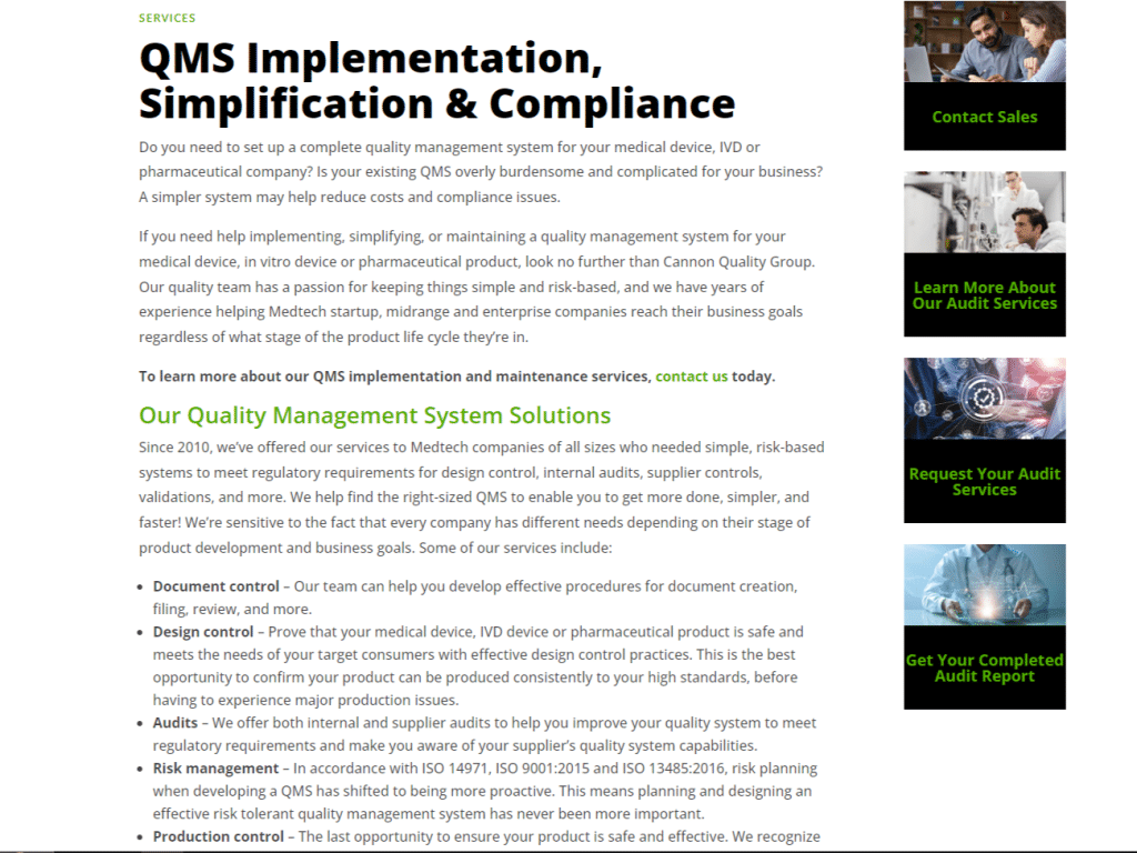Cannon Quality Group Top Medical Device Consulting Firms