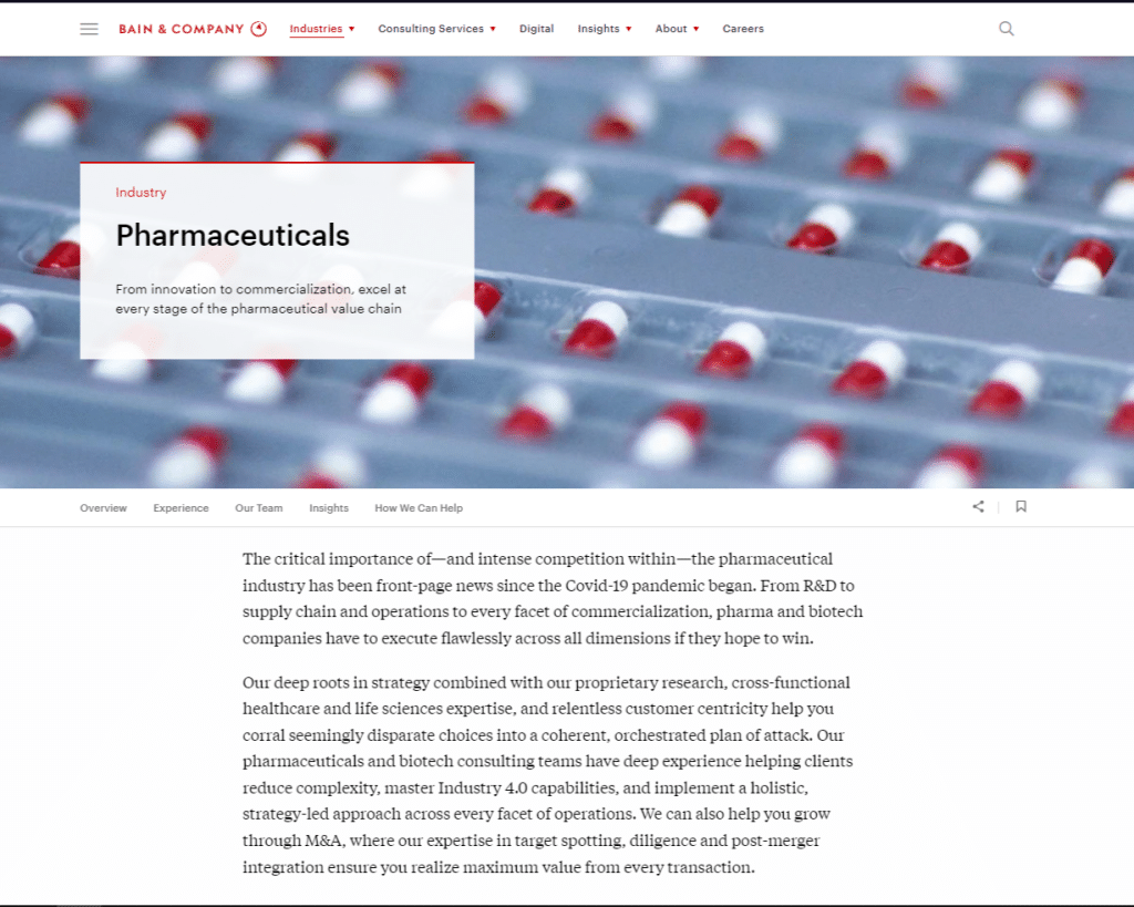 Bain & Company Top Pharmaceutical Consulting Firms