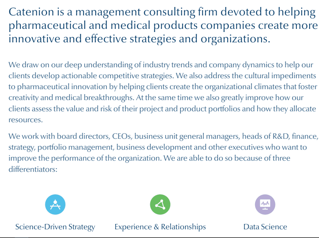 Catenion Top Pharmaceutical Specialist Consulting Firms
