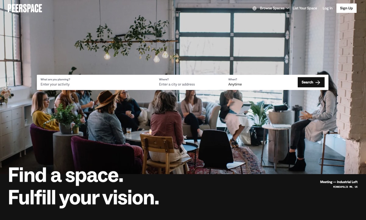 Peerspace Event Venue Website