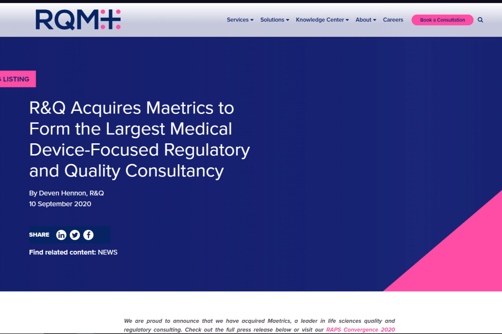 RQM+ Top Medical Device Specialist Consulting Firms